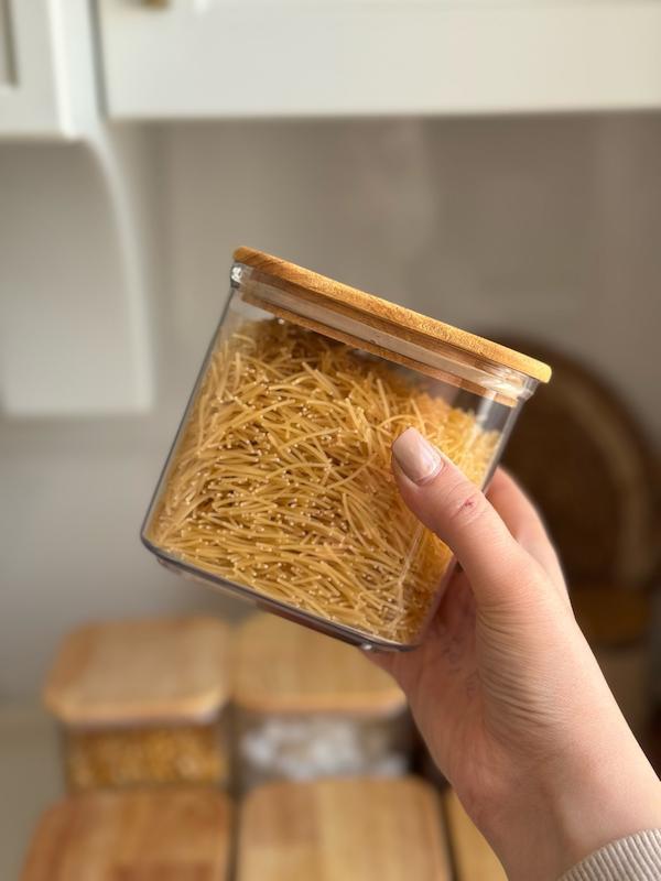 بانکه حبوبات درب چوبی لیمون