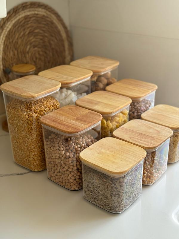 بانکه حبوبات درب چوبی لیمون