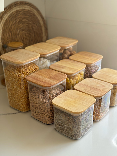 بانکه حبوبات درب چوبی لیمون