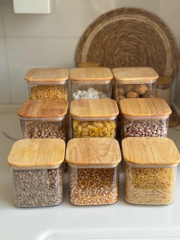 بانکه حبوبات درب چوبی لیمون