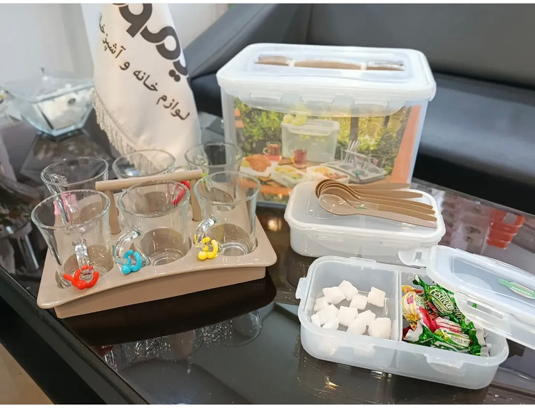 سرویس چای خوری مسافرتی ۶نفره لیمون